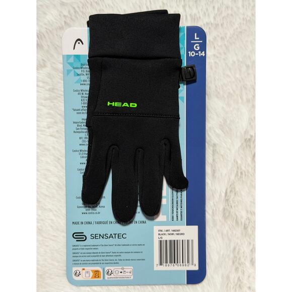 HEAD Kids Touchscreen Gloves Black & Green high silicone palm sz Lg 10-14 - Picture 2 of 2